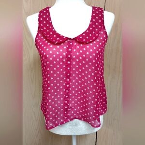 Fire Los Angeles Hot Pink Polka Dot Small Sleeveless Top